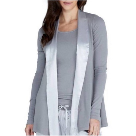PJ Harlow Robe Lounge Jacket Size XS Gray / Lavender - Picture 1 of 7